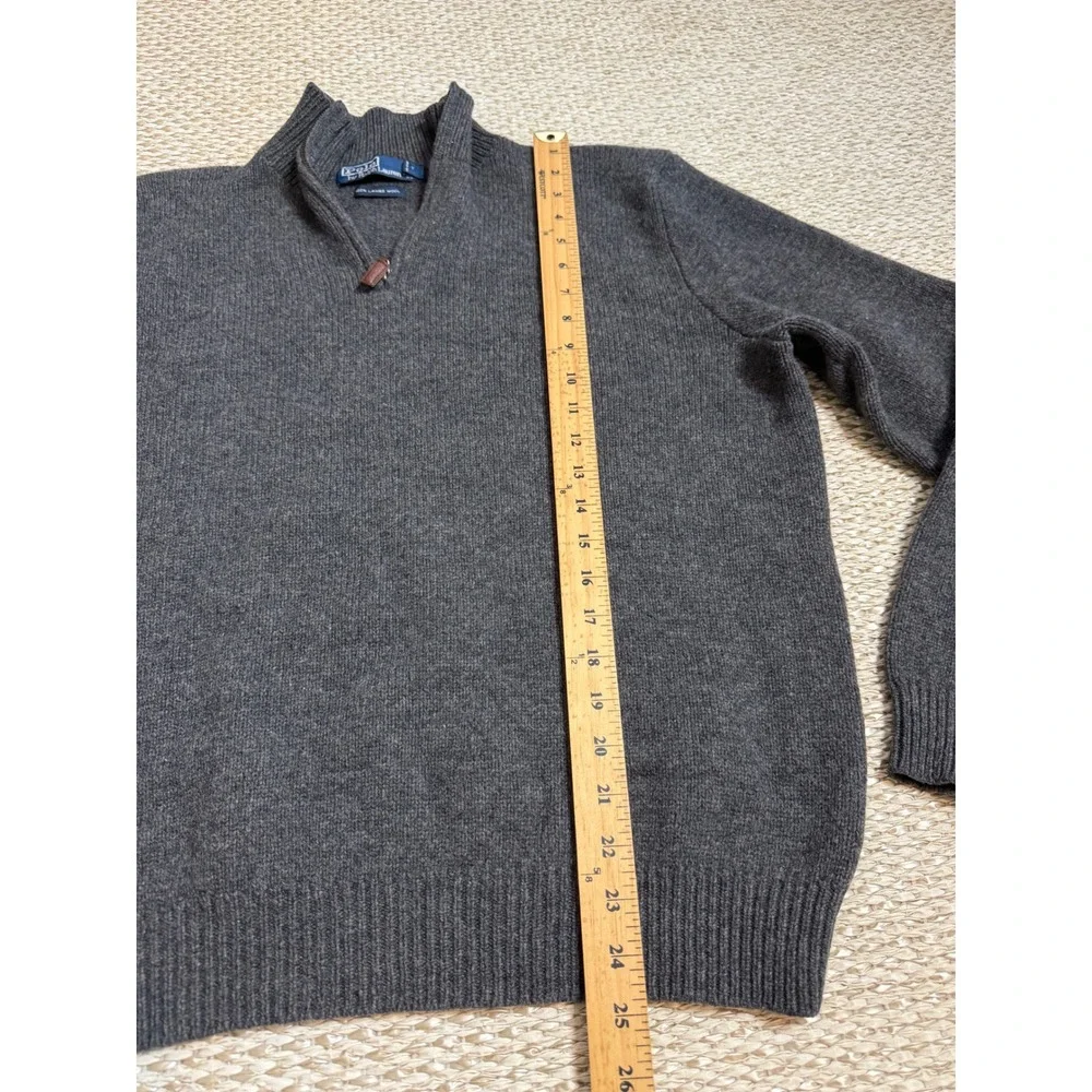 Polo Ralph Lauren XL Gray 100% Lambswool Quarter Zip Pullover Sweater preppy